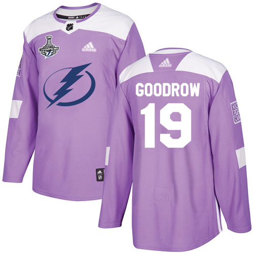 Men Adidas Tampa Bay Lightning #19 Barclay Goodrow Purple Authentic Fights Cancer 2020 Stanley Cup Champions Stitched NHL Jersey